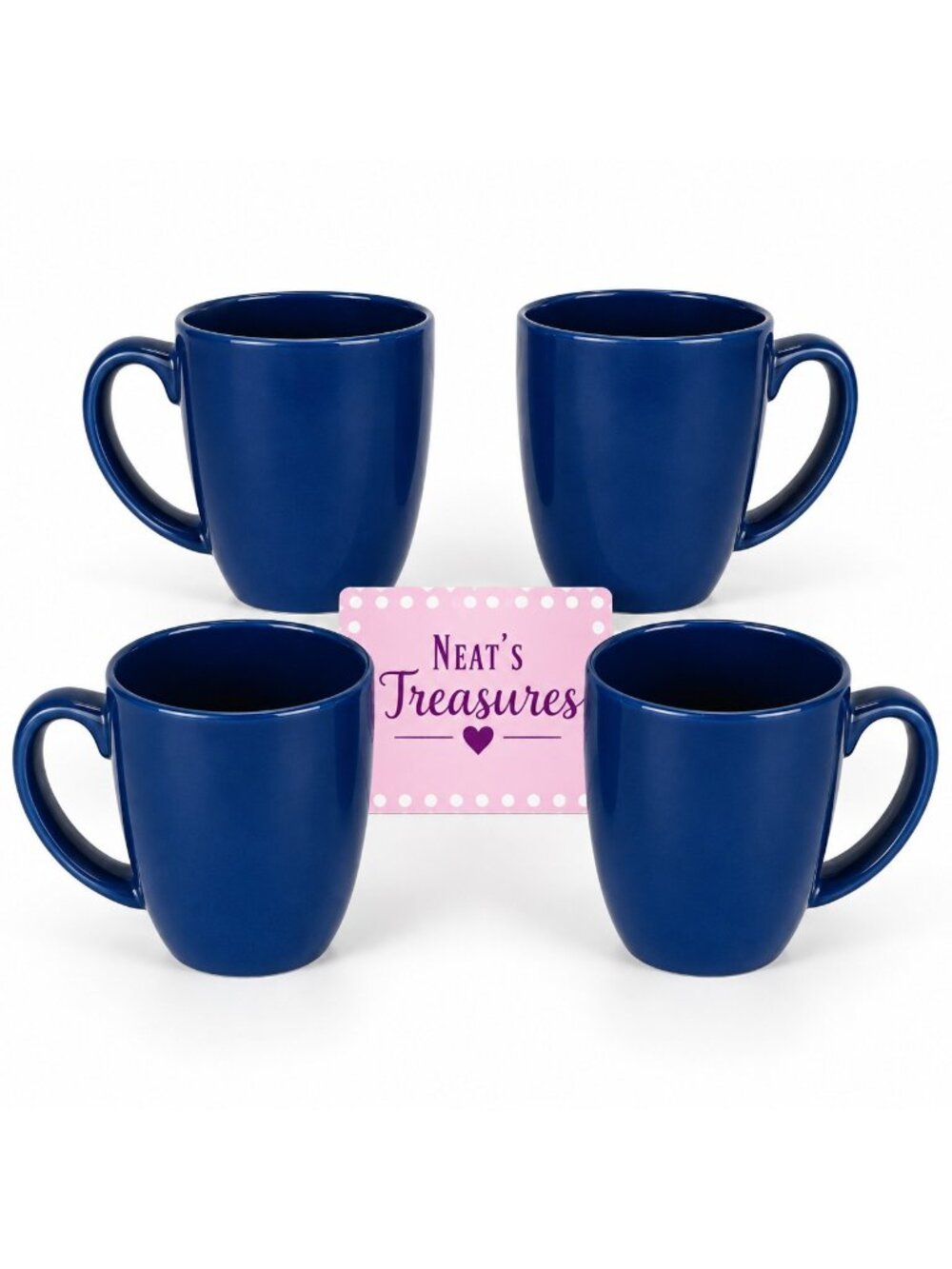 Corelle Coordinates OCEAN BLUE Solid Cobalt Stoneware 12oz Coffee Cup Mugs Set 4